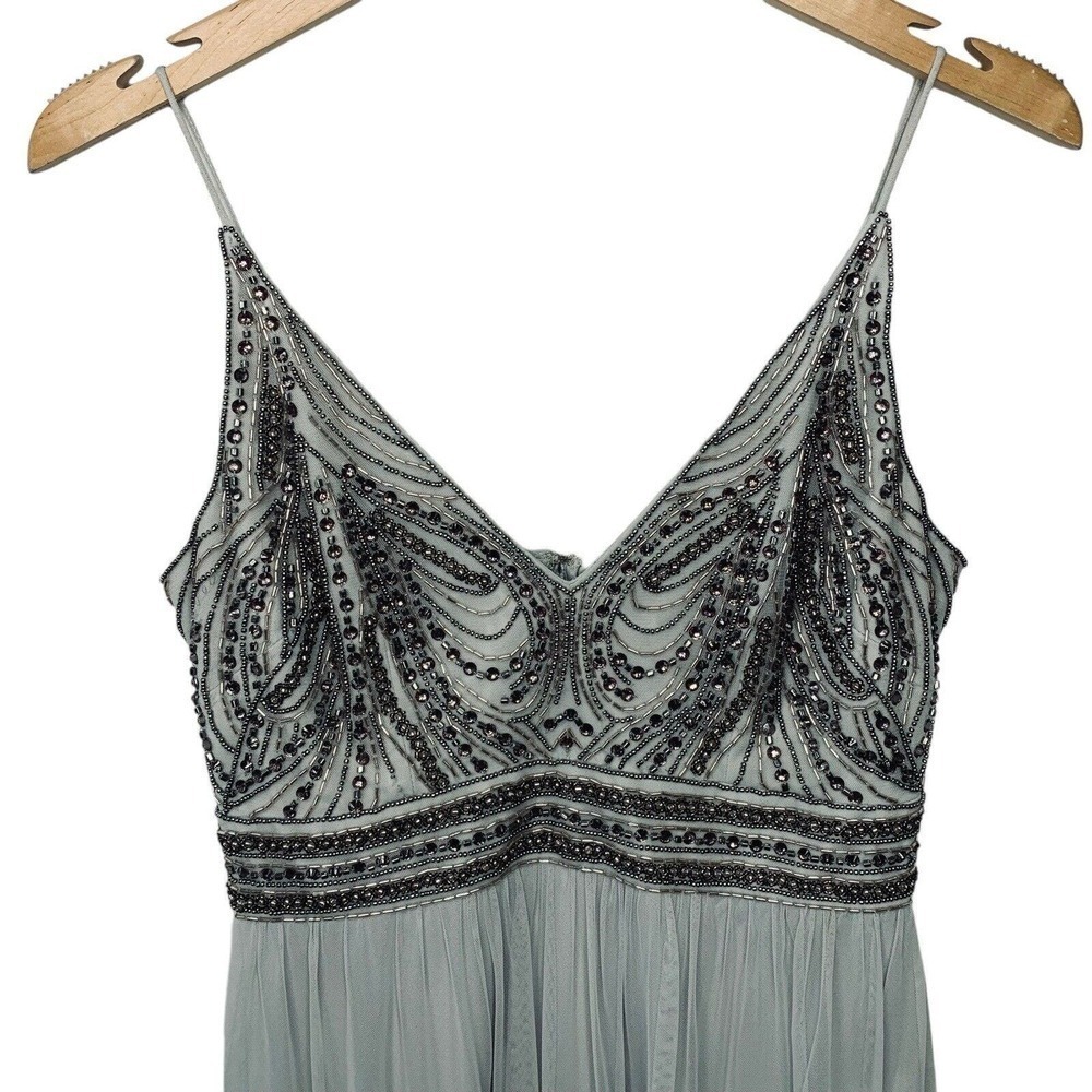Anthropologie x BHLDN Vilette Dress Womens Size 4 Fog Gray $245 - Picture 9 of 16